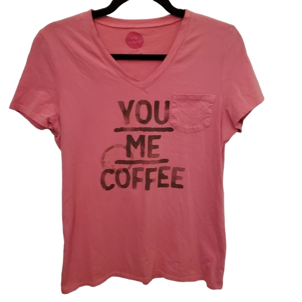 Life Is Good Medium Coffee Graphic Sleep T Shirts
